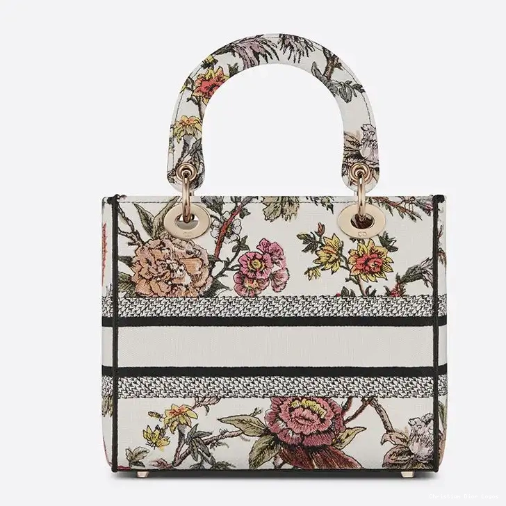 Cheap Lady Motif Medium Canvass Bag White Jardin Botanique D-lite 0603 Luxury